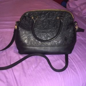 Black rose patterned purse